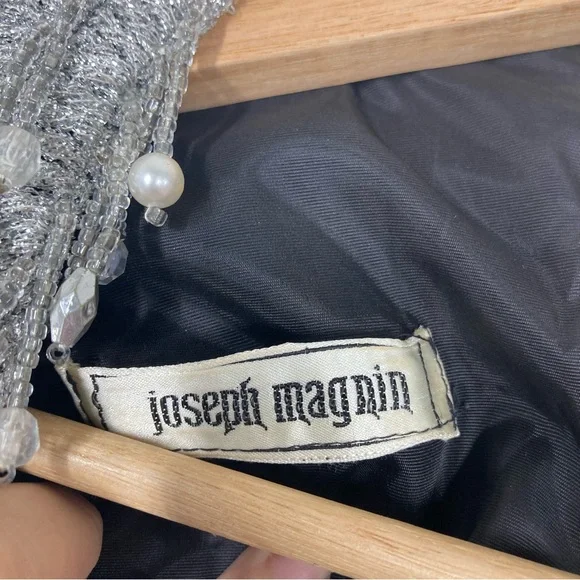 Joseph Magnin Vintage 70s Dress M velvet Embellished Black Silver stones Glam - Picture 16 of 16